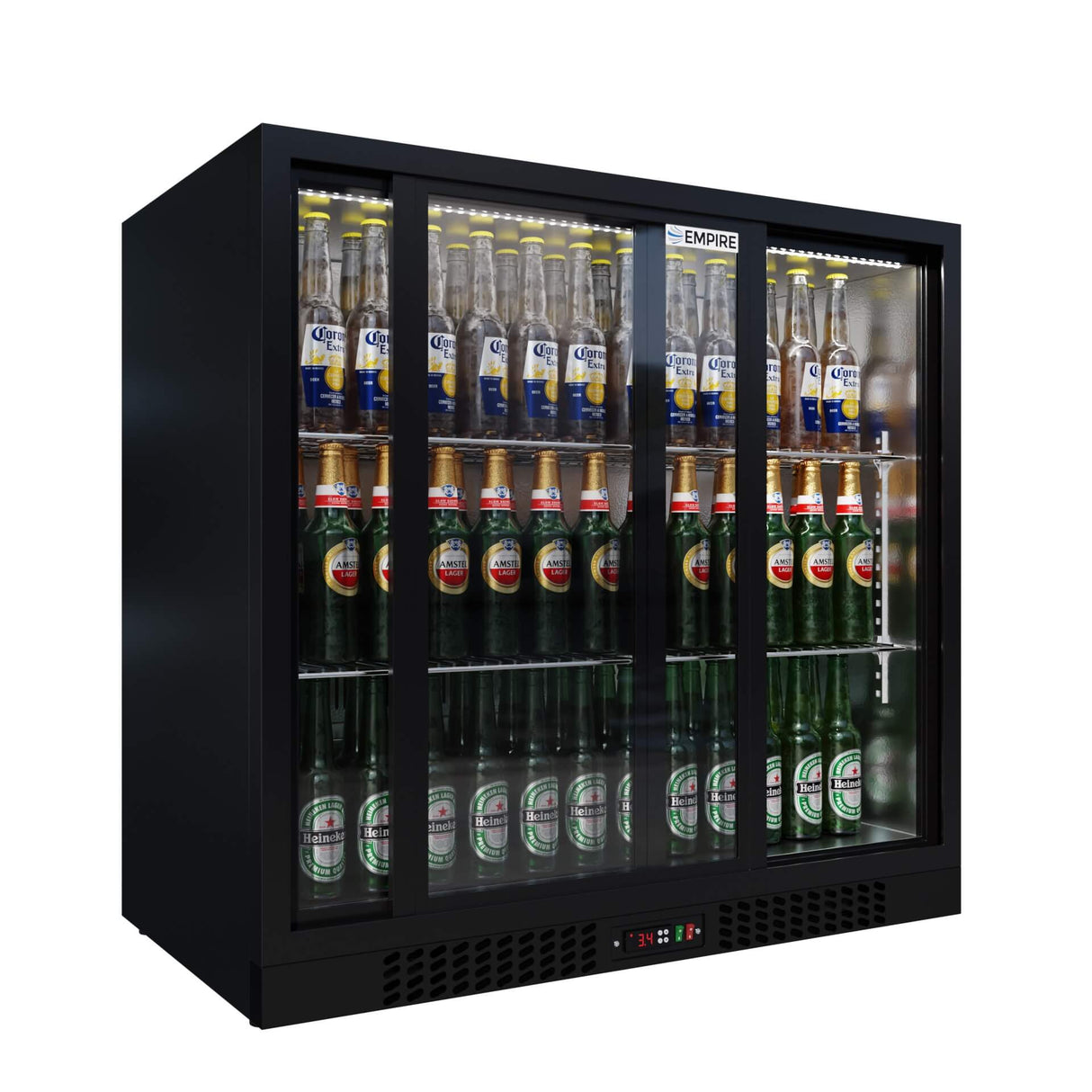 Empire Core Double Door 208L Bottle Cooler – Sliding Door Commercial Back Bar Fridge | CL-210S-P Double Door Bottle Coolers Empire