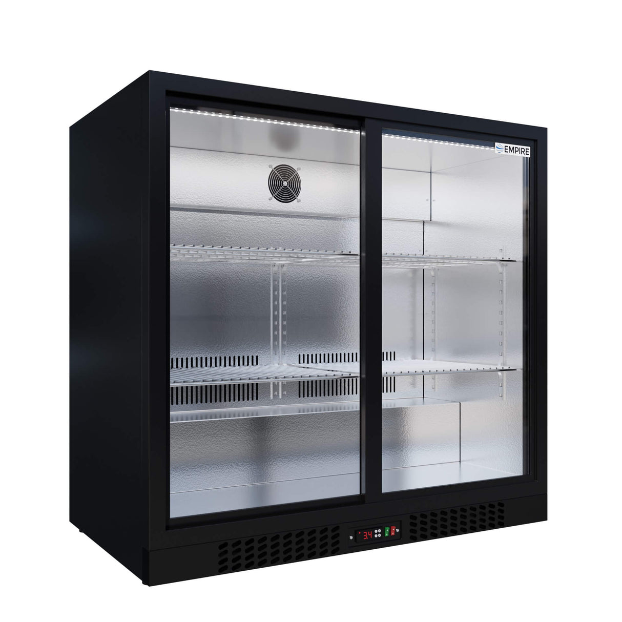 Empire Core Double Door 208L Bottle Cooler – Sliding Door Commercial Back Bar Fridge | CL-210S-P Double Door Bottle Coolers Empire