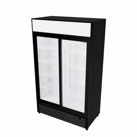Empire Double Door Display Cooler Sliding – B Energy Rated Commercial Fridge with Merchandising Canopy | CL-690B Upright Double Glass Door Chillers Empire