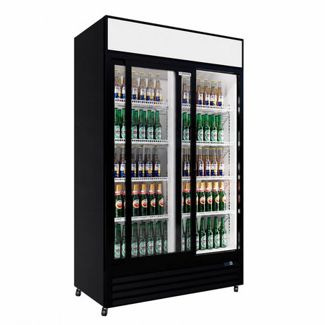 Empire Double Door Display Cooler Sliding – B Energy Rated Commercial Fridge with Merchandising Canopy | CL-690B Upright Double Glass Door Chillers Empire