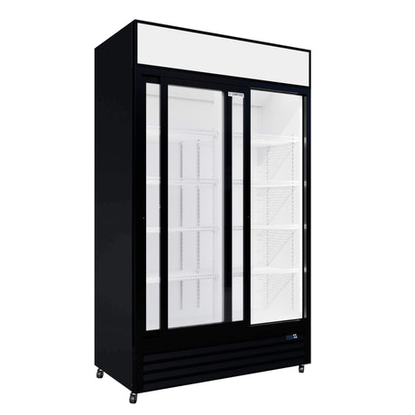 Empire Double Door Display Cooler Sliding – B Energy Rated Commercial Fridge with Merchandising Canopy | CL-690B Upright Double Glass Door Chillers Empire