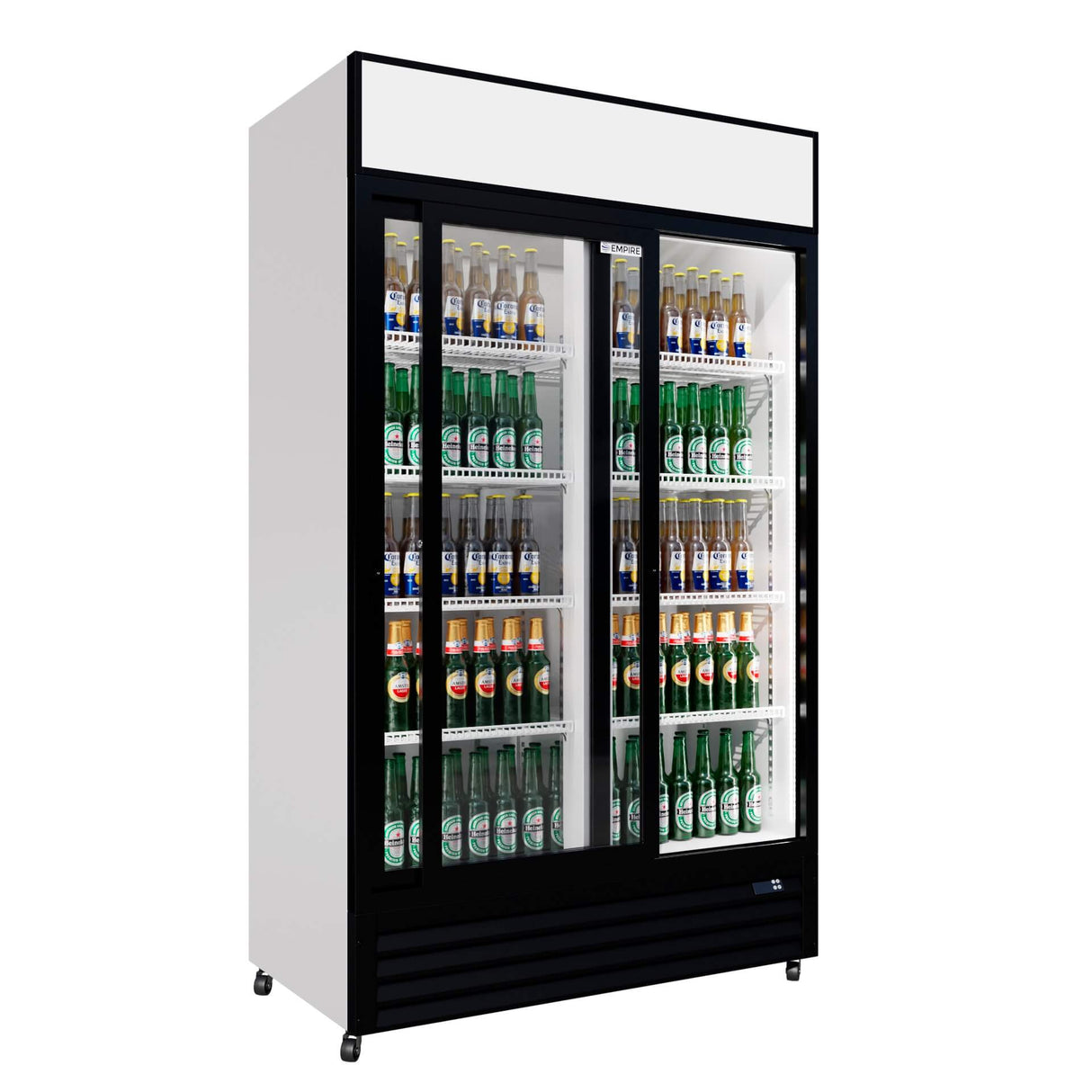 Empire Double Door Display Cooler Sliding – B Energy Rated Commercial Fridge with Merchandising Canopy | CL-690B - Graded Item
