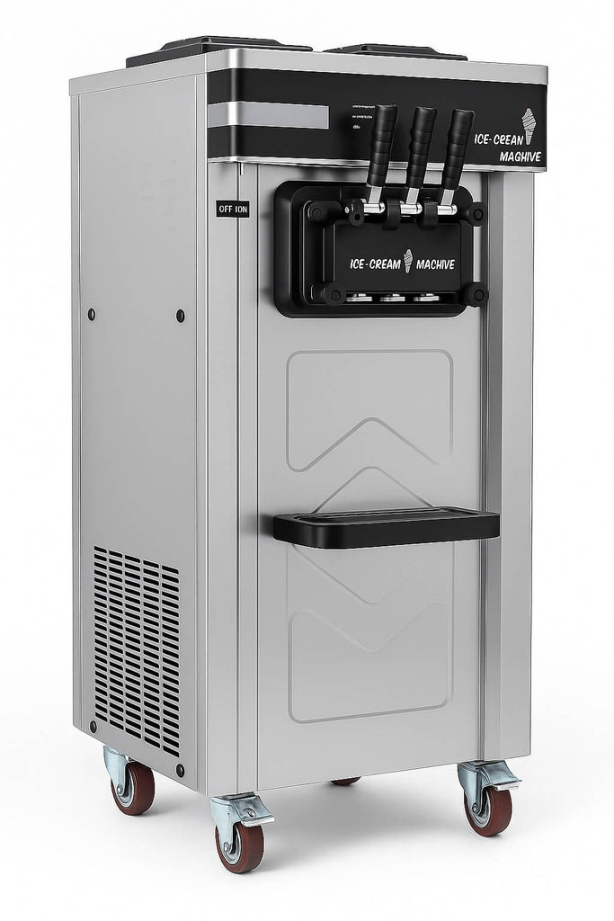 Empire Ice Cream Machine Floor Standing 25 Litre - 2 x 12.5L - Commercial 3 Nozzle Flavour Soft Ice Cream Vending with Air Pump Function | EMP-ICREAM25FS Ice Cream Machines & Makers Empire