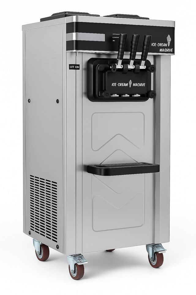 Empire Ice Cream Machine Floor Standing 25 Litre - 2 x 12.5L - Commercial 3 Nozzle Flavour Soft Ice Cream Vending with Air Pump Function | EMP-ICREAM25FS Ice Cream Machines & Makers Empire