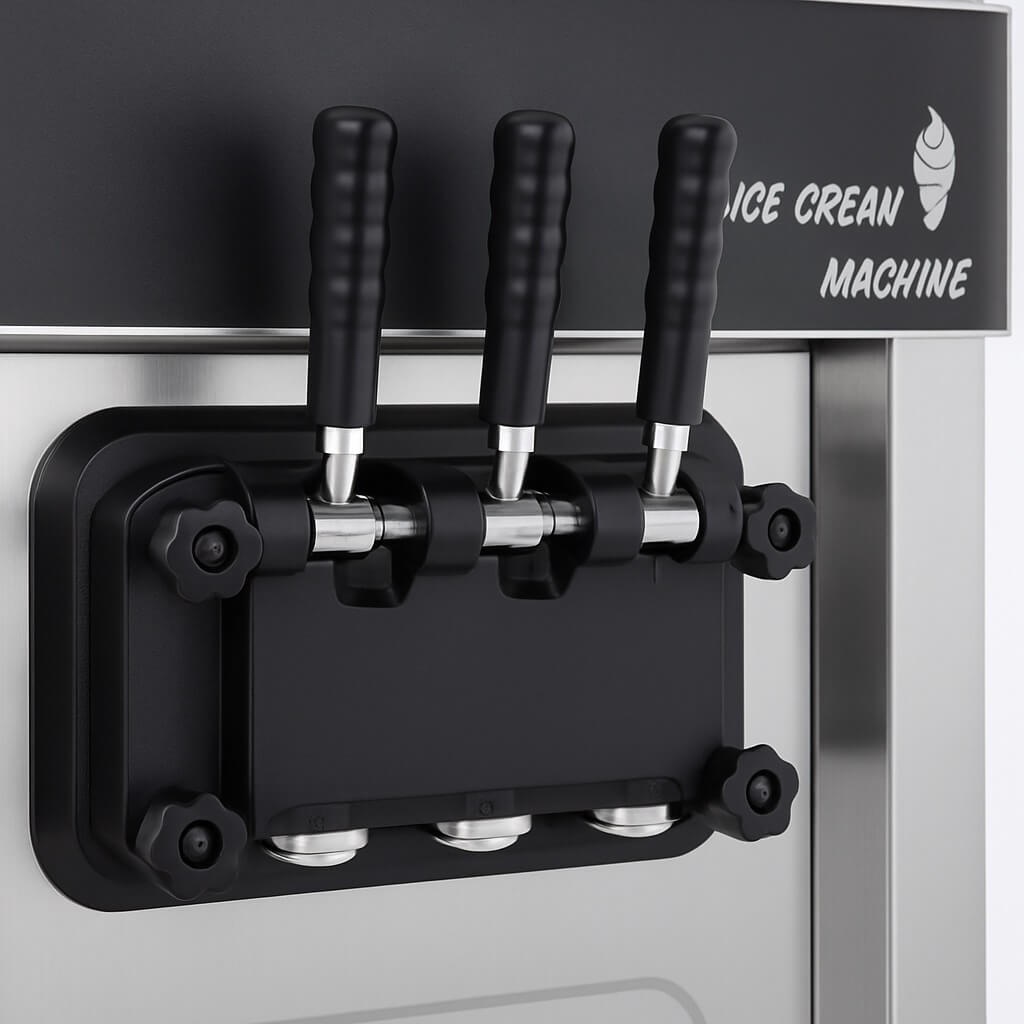 Empire Ice Cream Machine Floor Standing 25 Litre - 2 x 12.5L - Commercial 3 Nozzle Flavour Soft Ice Cream Vending with Air Pump Function | EMP-ICREAM25FS Ice Cream Machines & Makers Empire