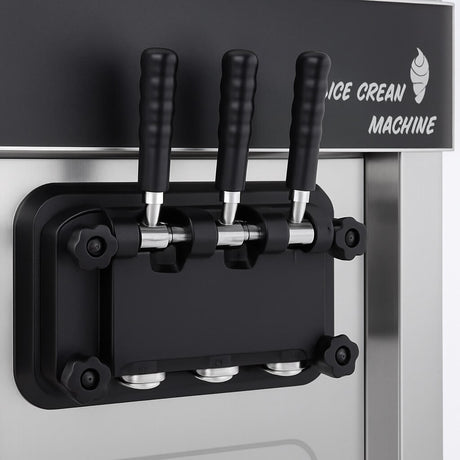 Empire Ice Cream Machine Floor Standing 25 Litre - 2 x 12.5L - Commercial 3 Nozzle Flavour Soft Ice Cream Vending with Air Pump Function | EMP-ICREAM25FS Ice Cream Machines & Makers Empire
