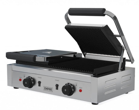 Empire Large Twin Contact Panini Grill Ribbed Top Ribbed Bottom - EMP-GH813RR Contact Grills & Panini Makers Empire   