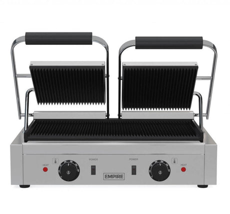Empire Large Twin Contact Panini Grill Ribbed Top Ribbed Bottom - EMP-GH813RR