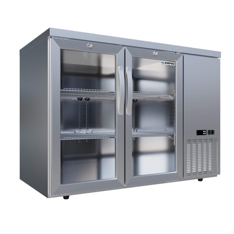 Empire High Capacity Stainless Steel Double Door Bottle Cooler Hinged Undercounter Low Height Side Cooling - CL-305HR - Graded Item