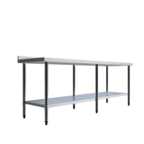 Empire 2100mm Premium Stainless Steel Wall Prep Table with Undershelf & Upstand Kitchen Bench - P-SSWT-210 Stainless Steel Wall Tables Empire