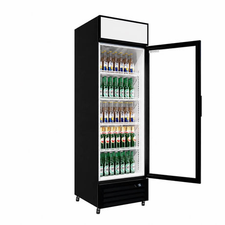 Empire Single Door Display Cooler – B Energy Rated 375L Commercial Fridge with Merchandising Canopy | CL-370 Upright Double Glass Door Chillers Empire