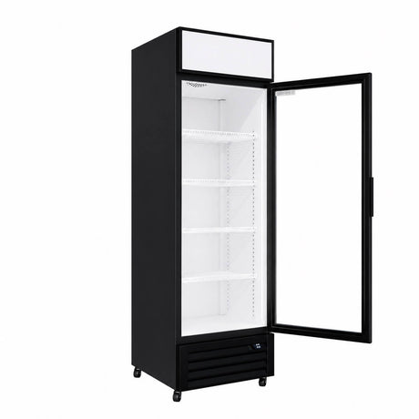 Empire Single Door Display Cooler – B Energy Rated 375L Commercial Fridge with Merchandising Canopy | CL-370 Upright Double Glass Door Chillers Empire