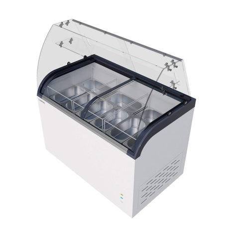 Empire Sliding Curved Glass Lid Display Ice Cream Counter Freezer - 9 x Pans - EMP-CF420QIC-GT - Graded Item Display Chest Freezers Empire