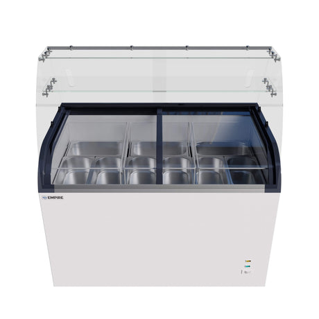 Empire Sliding Curved Glass Lid Display Ice Cream Counter Freezer - 9 x Pans - EMP-CF420QIC-GT - Graded Item Display Chest Freezers Empire