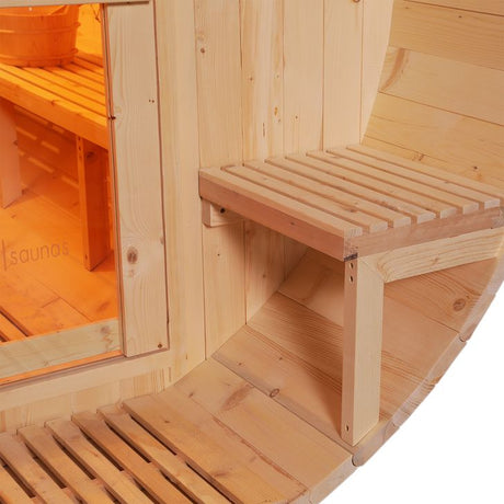 Empire Spruce Barrel Sauna with Front Porch & 6kW Electric Heater | 2–4 Person Outdoor Cabin | EMP-BSAUNA Electric Heated Saunas Empire
