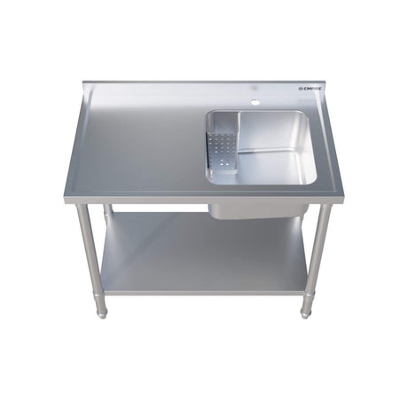 Empire Stainless Steel Single Bowl Sink 1000mm Wide Left Hand Drainer - EMP-SSWTS-1000L Single Bowl Sinks Empire   