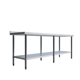 Empire 2100mm Stainless Steel Wall Prep Table with Upstand & Undershelf Commercial Prep Bench - SSWT-210 - Graded Item Stainless Steel Wall Tables Empire