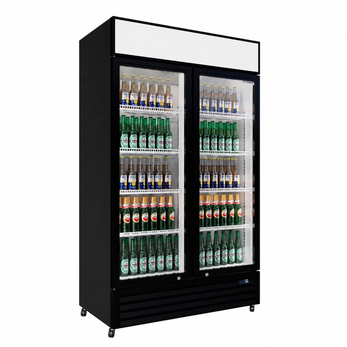 Empire Double Door Display Cooler Hinged – B Energy Rated Commercial Fridge with Merchandising Canopy | CL-690A - Graded Item