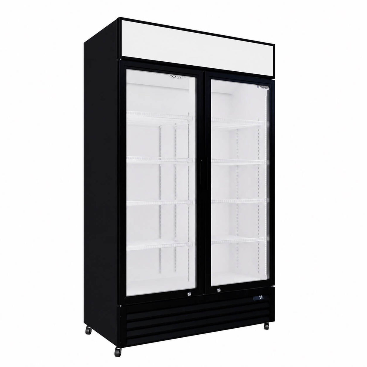 Empire Double Door Display Cooler Hinged – B Energy Rated Commercial Fridge with Merchandising Canopy | CL-690A Upright Double Glass Door Chillers Empire