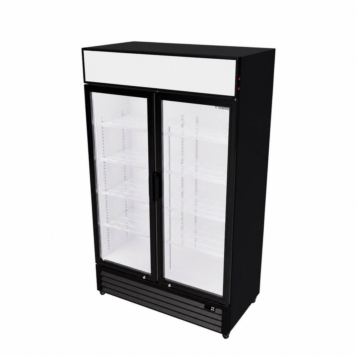 Empire Double Door Display Cooler Hinged – B Energy Rated Commercial Fridge with Merchandising Canopy | CL-690A Upright Double Glass Door Chillers Empire