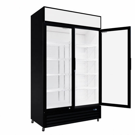 Empire Double Door Display Cooler Hinged – B Energy Rated Commercial Fridge with Merchandising Canopy | CL-690A Upright Double Glass Door Chillers Empire