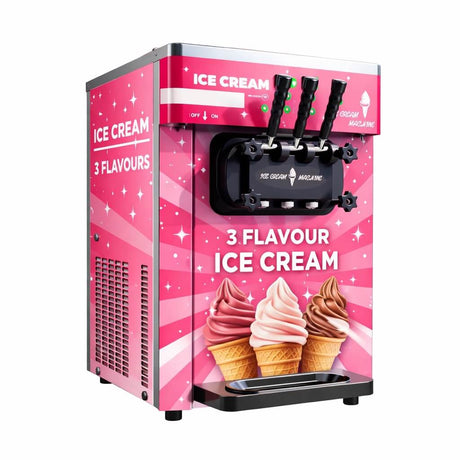 Empire Ice Cream Machine Counter Top 25 Litre - 2 x 12.5L - Commercial 3 Nozzle Flavour Soft Ice Cream Vending with Air Pump Function- EMP-ICREAM25 Ice Cream Machines & Makers Empire