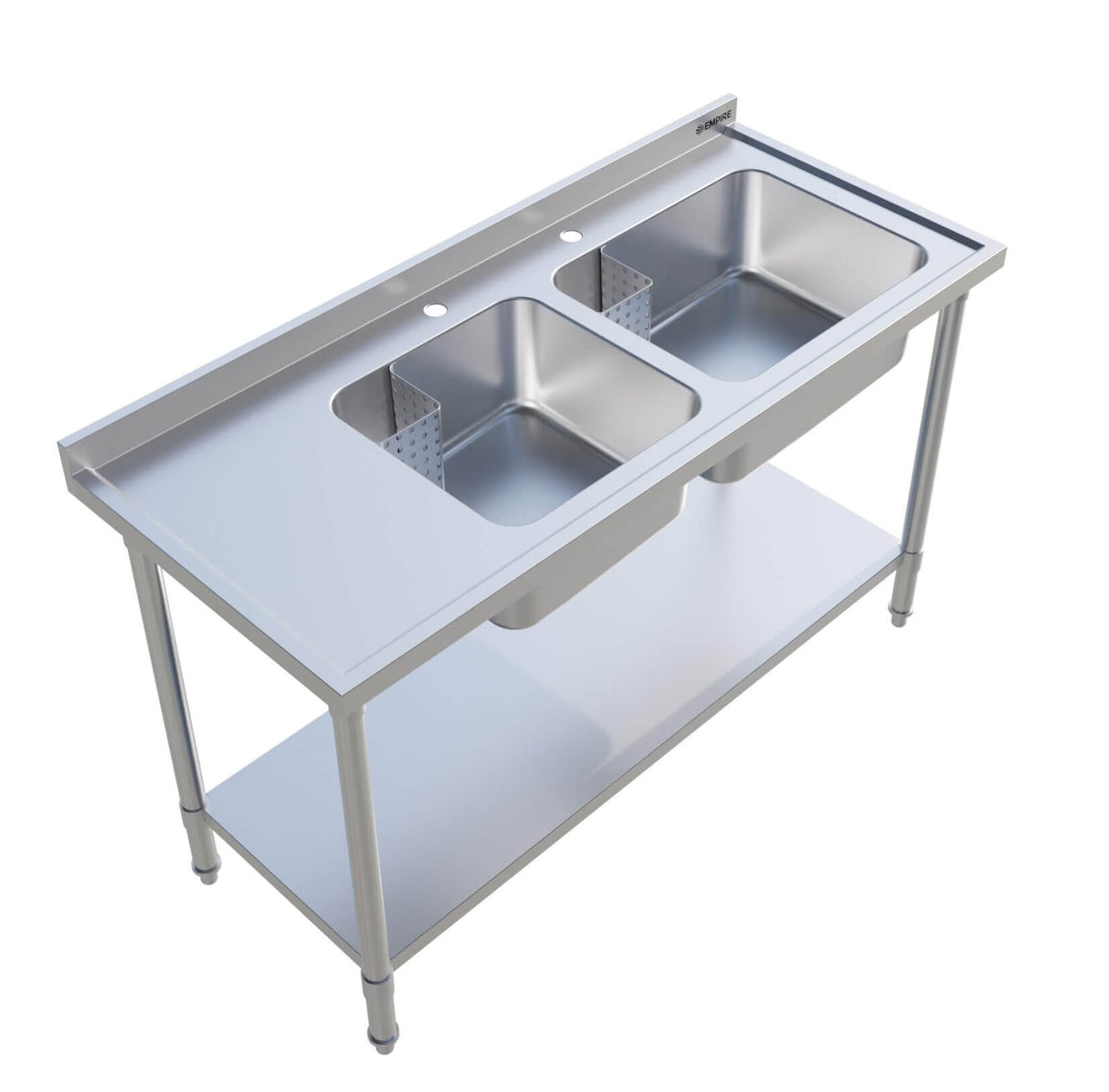 Empire Stainless Steel Double Bowl Sink 1400mm Wide Left Hand Drainer - EMP-SSWTS-1400L Single Bowl Sinks Empire   