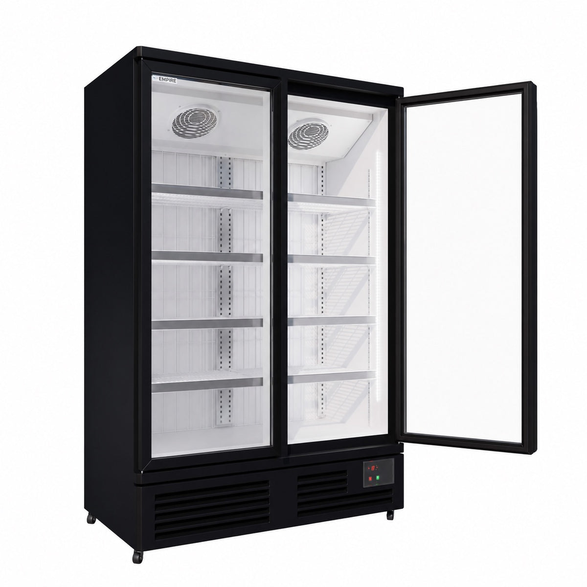 Empire Upright Display Freezer 1012L Double Glass Door Commercial White Interior | EMP-1180FW Refrigeration Uprights - Double Door Empire Supplies