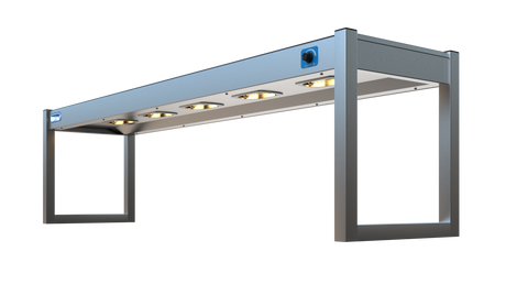 Nordstar Heated Gantry Single Tier Chefs Rack Overshelf 1500mm 3 Quartz Lamp | STG1500 Heated Gantry Chef's Rack Nordstar
