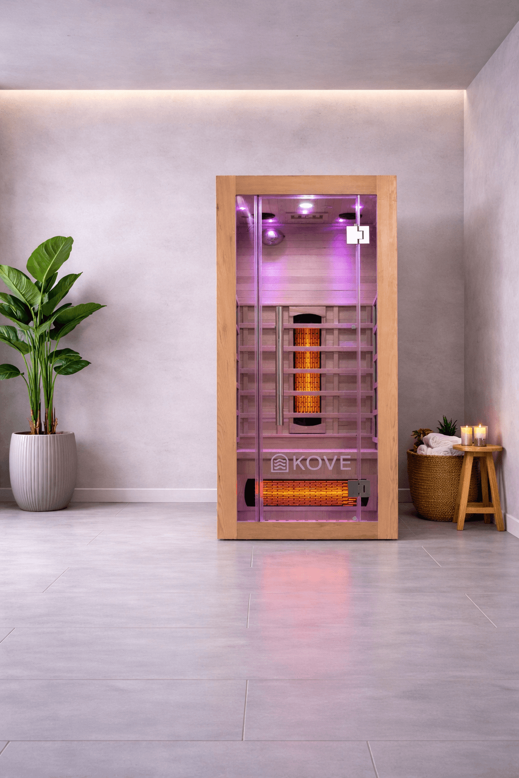 Empire Kove 1-Person Infrared Sauna Cabin Compact – Hemlock Wood, Glass Front, Bluetooth & Full Spectrum Heating | KOVE-INF1 Indoor Infrared Saunas Kove Designs