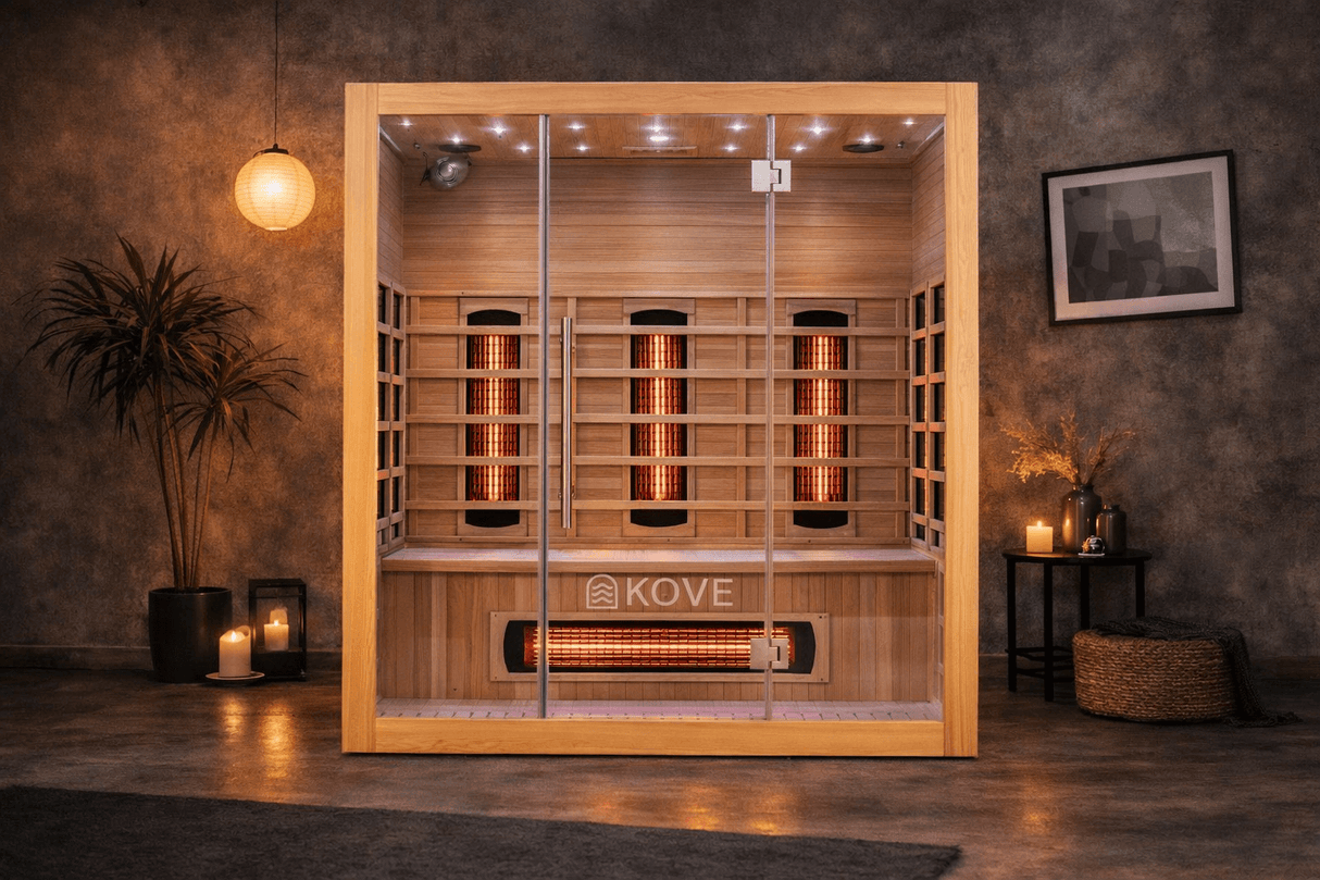 Empire Kove 3-Person Infrared Sauna Cabin – Hemlock Wood, Glass Front, Bluetooth & Full Spectrum Heating | KOVE-INF3 Indoor Infrared Saunas Kove Designs