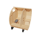 Kove 1-2 Person Spruce Barrel Sauna with Front Porch & 4.5kW Electric Heater | KOVE-BAR2 Outdoor Barrel Electric Heated Saunas KOVE