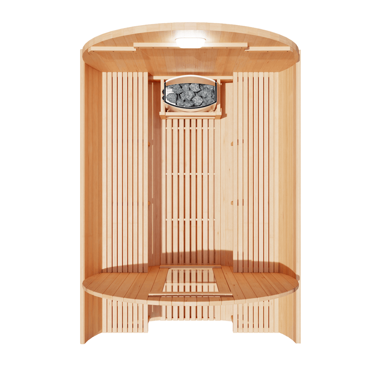 Kove 5-6 Person Spruce Barrel Sauna with Front Porch & 8kW Electric Heater | KOVE-BAR6 Outdoor Barrel Electric Heated Saunas KOVE