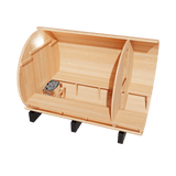 Kove 5-6 Person Spruce Barrel Sauna with Front Porch & 8kW Electric Heater | KOVE-BAR6 Outdoor Barrel Electric Heated Saunas KOVE