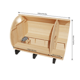 Kove 5-6 Person Spruce Barrel Sauna with Front Porch & 8kW Electric Heater | KOVE-BAR6 Outdoor Barrel Electric Heated Saunas KOVE