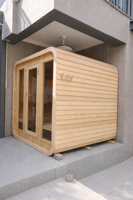 Kove 3-4 Person Spruce Cube Sauna with Front Porch & 6kW Electric Heater | KOVE-CUBE4 Outdoor Cube Saunas KOVE