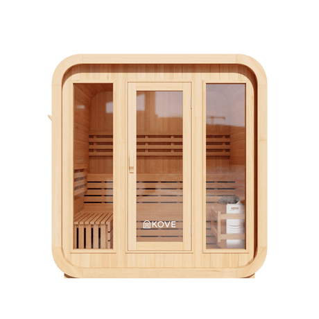 Kove 3-4 Person Spruce Cube Sauna with Front Porch & 6kW Electric Heater | KOVE-CUBE4 Outdoor Cube Saunas Kove Designs