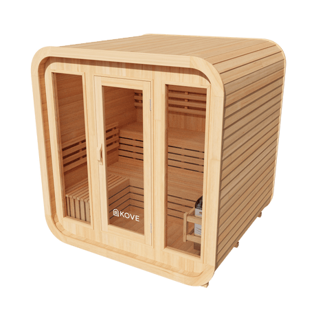 Kove 3-4 Person Spruce Cube Sauna with Front Porch & 6kW Electric Heater | KOVE-CUBE4 Outdoor Cube Saunas Kove Designs