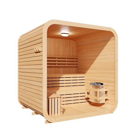 Kove 3-4 Person Spruce Cube Sauna with Front Porch & 6kW Electric Heater | KOVE-CUBE4 Outdoor Cube Saunas Kove Designs