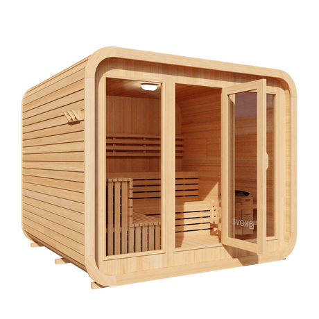 Kove 5-6 Person Spruce Cube Sauna with Front Porch & 8kW Electric Heater | KOVE-CUBE6 Outdoor Cube Saunas Kove Designs
