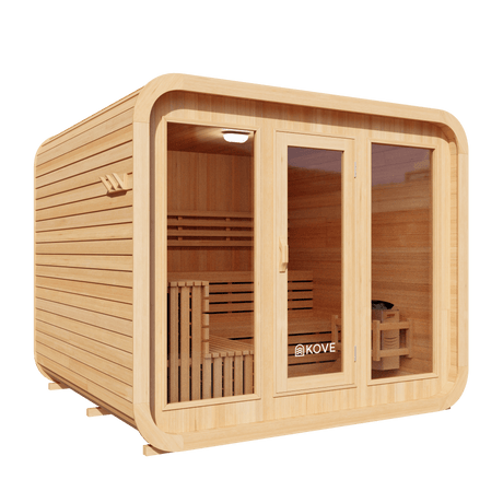 Kove 5-6 Person Spruce Cube Sauna with Front Porch & 8kW Electric Heater | KOVE-CUBE6 Outdoor Cube Saunas Kove Designs