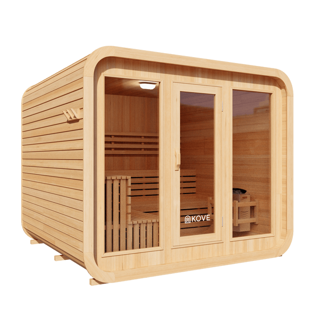 Kove 5-6 Person Spruce Cube Sauna with Front Porch & 8kW Electric Heater | KOVE-CUBE6 Outdoor Cube Saunas Kove Designs