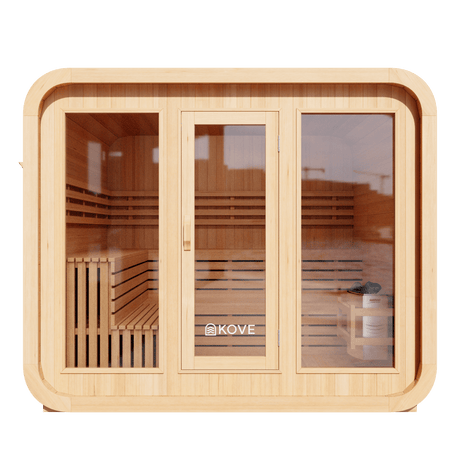 Kove 5-6 Person Spruce Cube Sauna with Front Porch & 8kW Electric Heater | KOVE-CUBE6 Outdoor Cube Saunas Kove Designs
