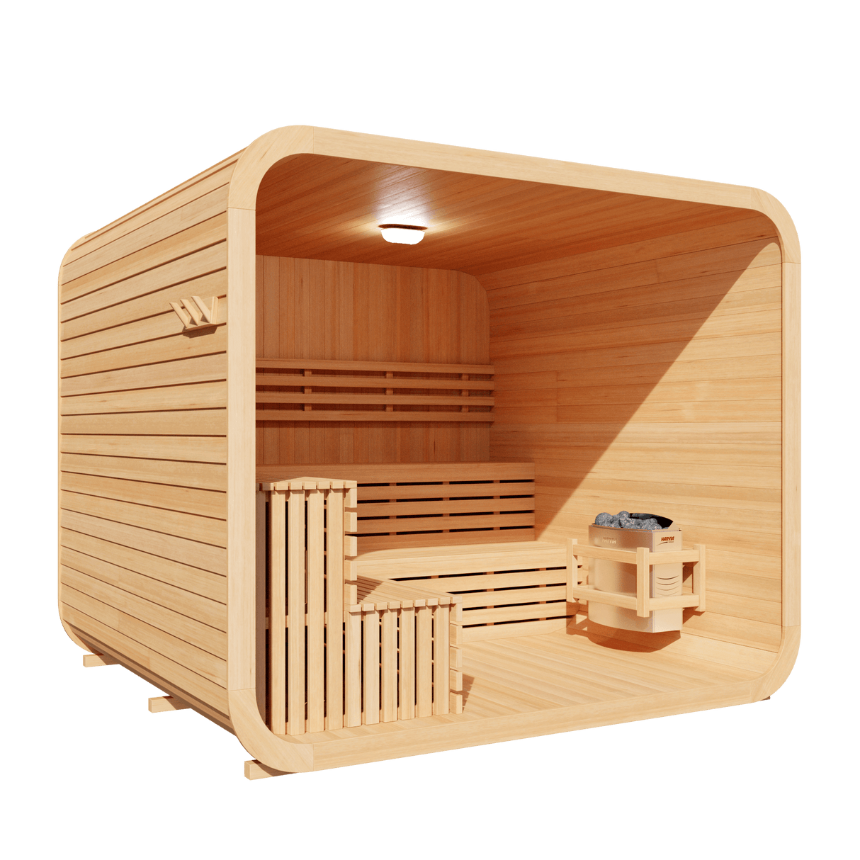 Kove 5-6 Person Spruce Cube Sauna with Front Porch & 8kW Electric Heater | KOVE-CUBE6 Outdoor Cube Saunas Kove Designs