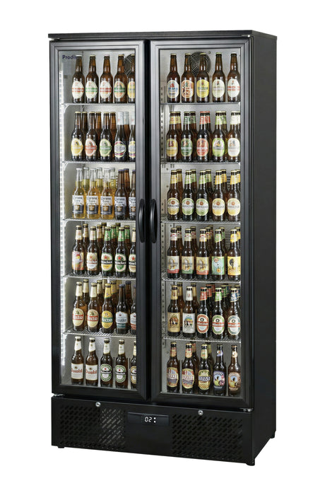 Prodis Low Energy Double Door Black Finish Upright Bottle Cooler | NT20-LE Upright Double Door Bottle Coolers Prodis
