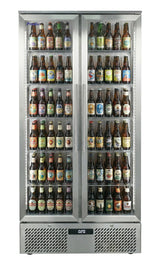 Prodis Low Energy Double Door Stainless Steel Finish Upright Bottle Cooler | NT20ST-LE Upright Double Door Bottle Coolers Prodis