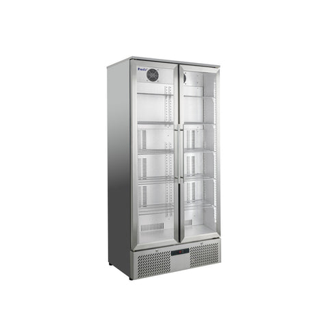 Prodis Low Energy Double Door Stainless Steel Finish Upright Bottle Cooler | NT20ST-LE Upright Double Door Bottle Coolers Prodis