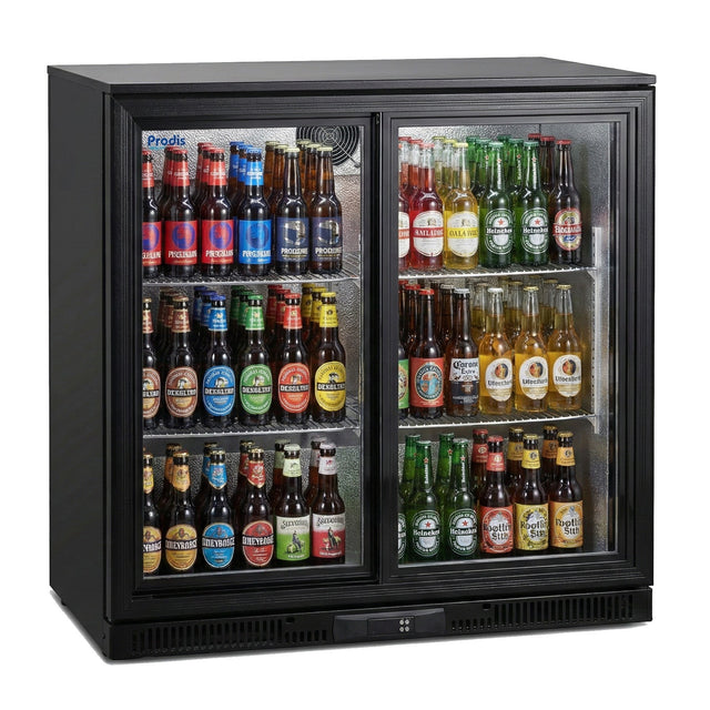 Prodis Low Energy Low Profile Double Sliding Door Bottle Cooler | NT2BSLO-LE Double Door Bottle Coolers Prodis