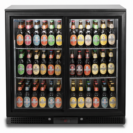 Prodis Low Energy Low Profile Double Sliding Door Bottle Cooler | NT2BSLO-LE Double Door Bottle Coolers Prodis