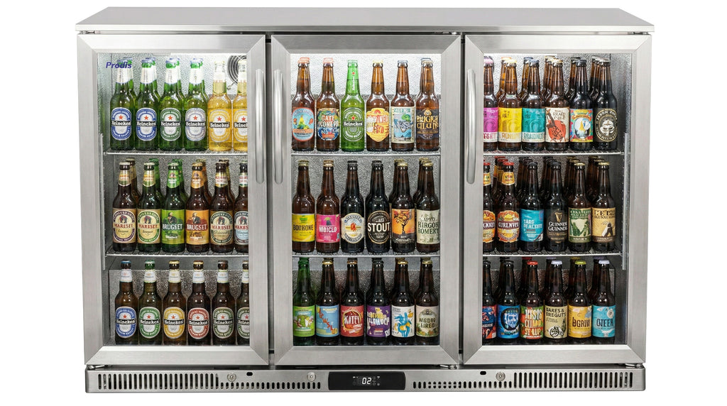 Prodis Triple Door Bottle Cooler Stainless Steel Back Bar Fridge | NT3ST-LE Triple Door Bottle Coolers Prodis